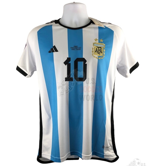 NEW 🔥 World Cup FINAL 🔥 QATAR 2022 Argentina Messi #10 Home Mens Soccer Jersey - Picture 13 of 15